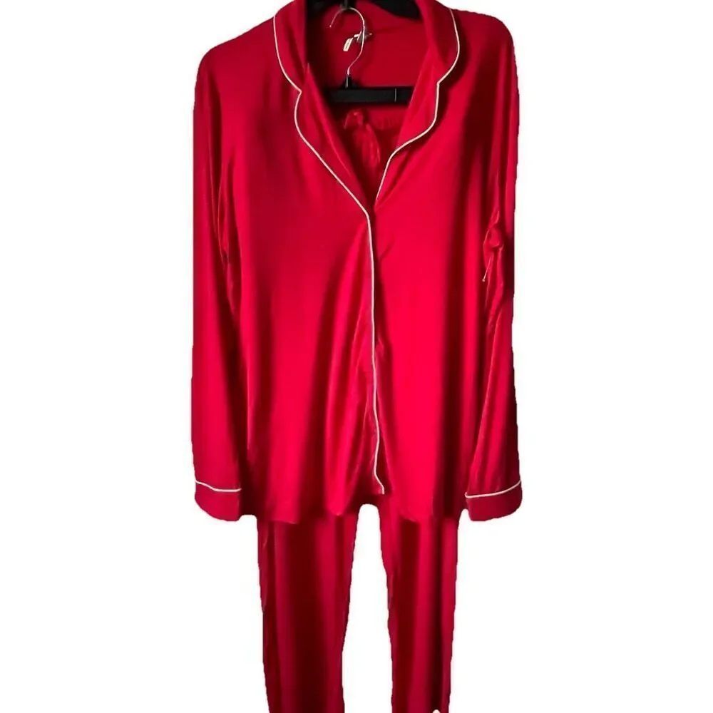 New Nordstrom Moonlight Eco Knit Pajamas in Red Barbados Cherry Size Large